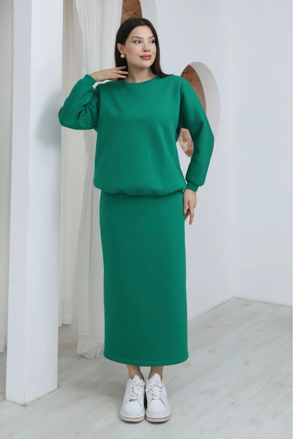 Basic Comfort Şardonlu Etekli Takım 6073-Yeşil