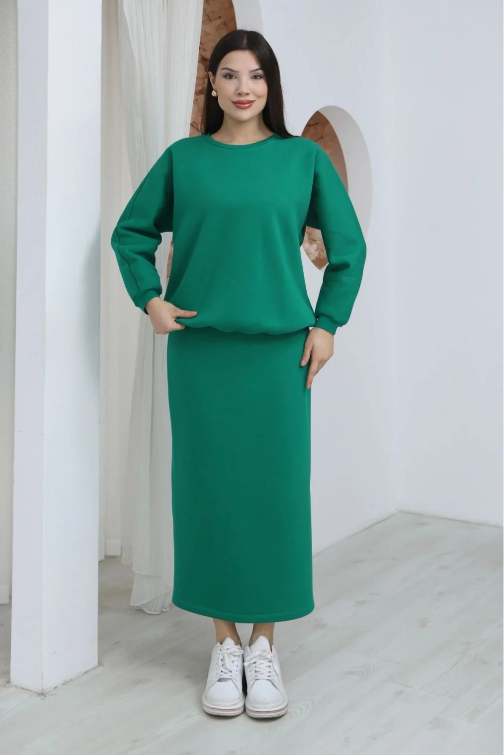 Basic Comfort Şardonlu Etekli Takım 6073-Yeşil