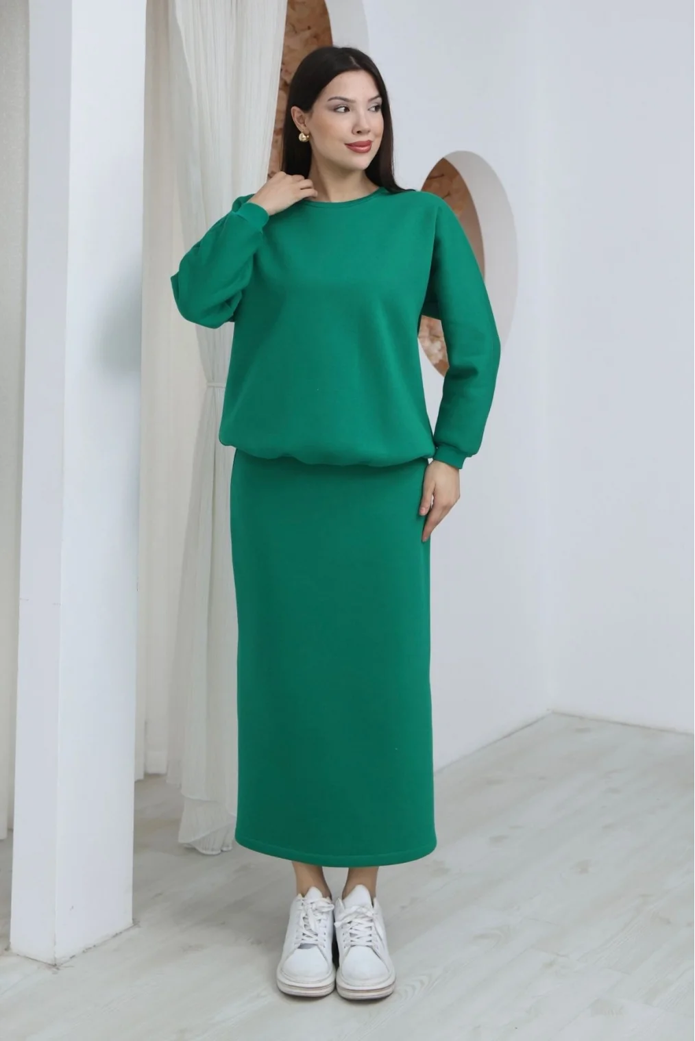 Basic Comfort Şardonlu Etekli Takım 6073-Yeşil