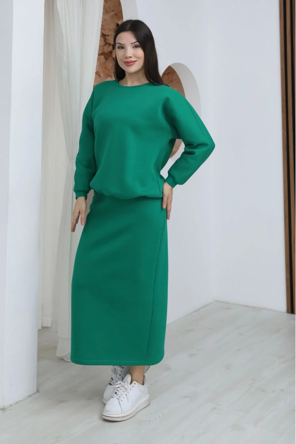 Basic Comfort Şardonlu Etekli Takım 6073-Yeşil