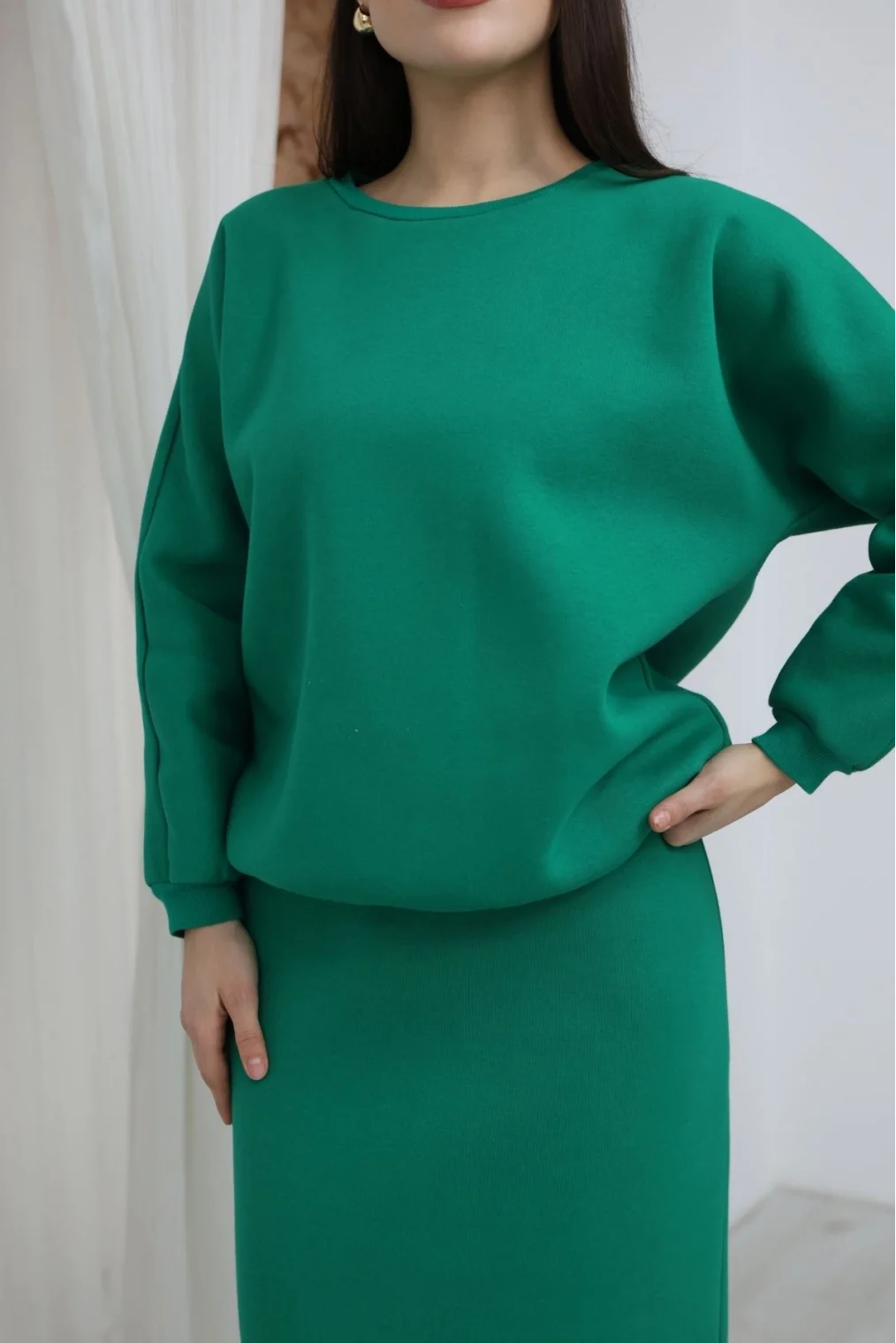 Basic Comfort Şardonlu Etekli Takım 6073-Yeşil