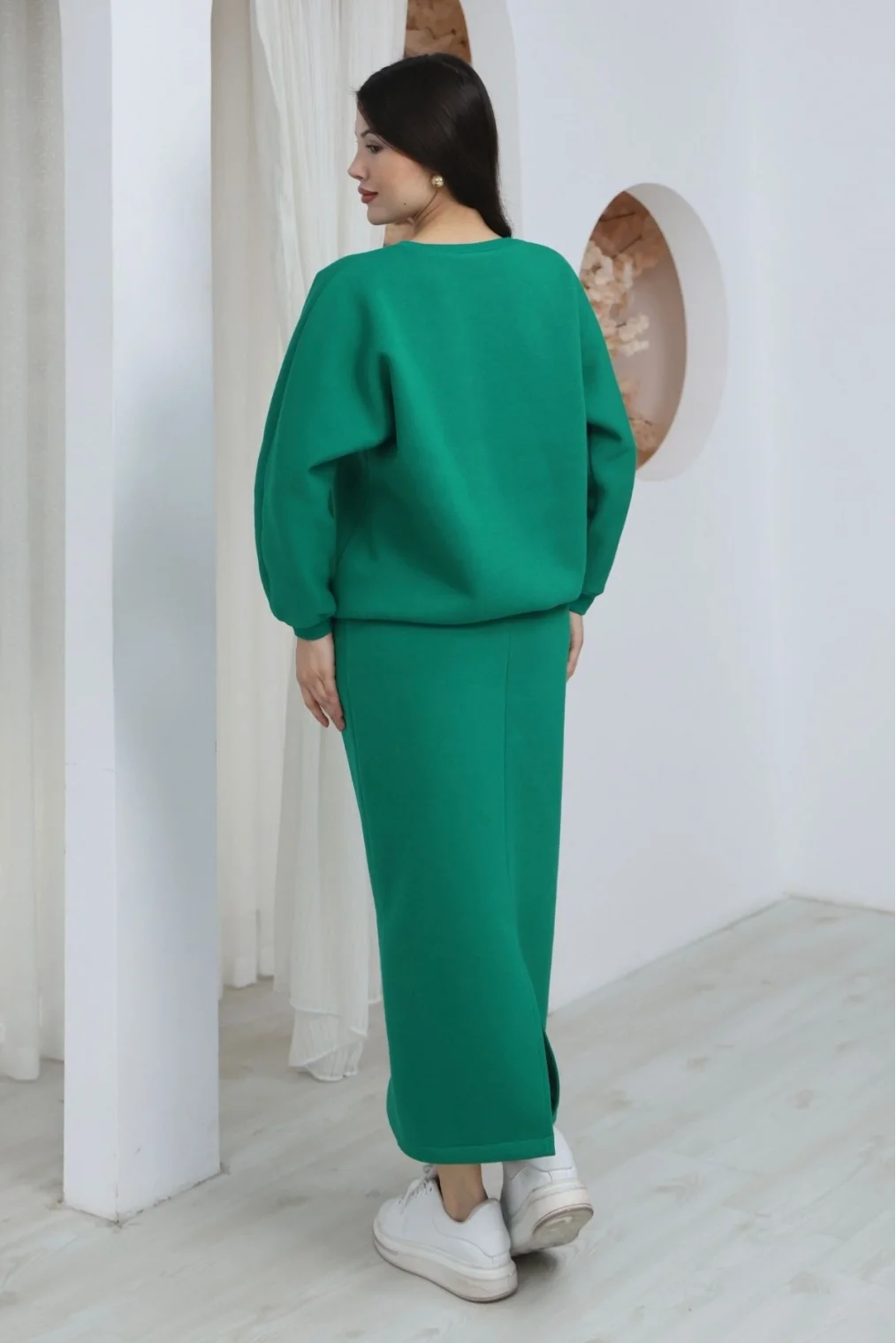 Basic Comfort Şardonlu Etekli Takım 6073-Yeşil