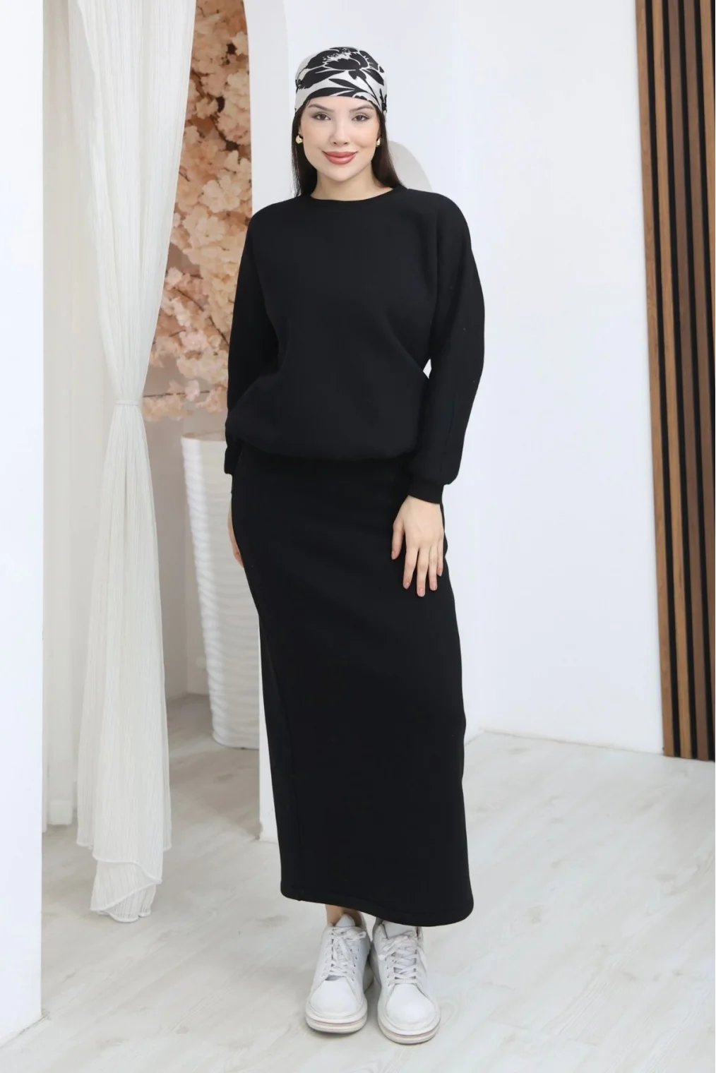 Basic Comfort Şardonlu Etekli Takım 6073-Siyah