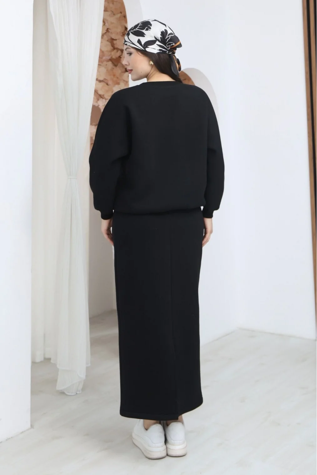 Basic Comfort Şardonlu Etekli Takım 6073-Siyah