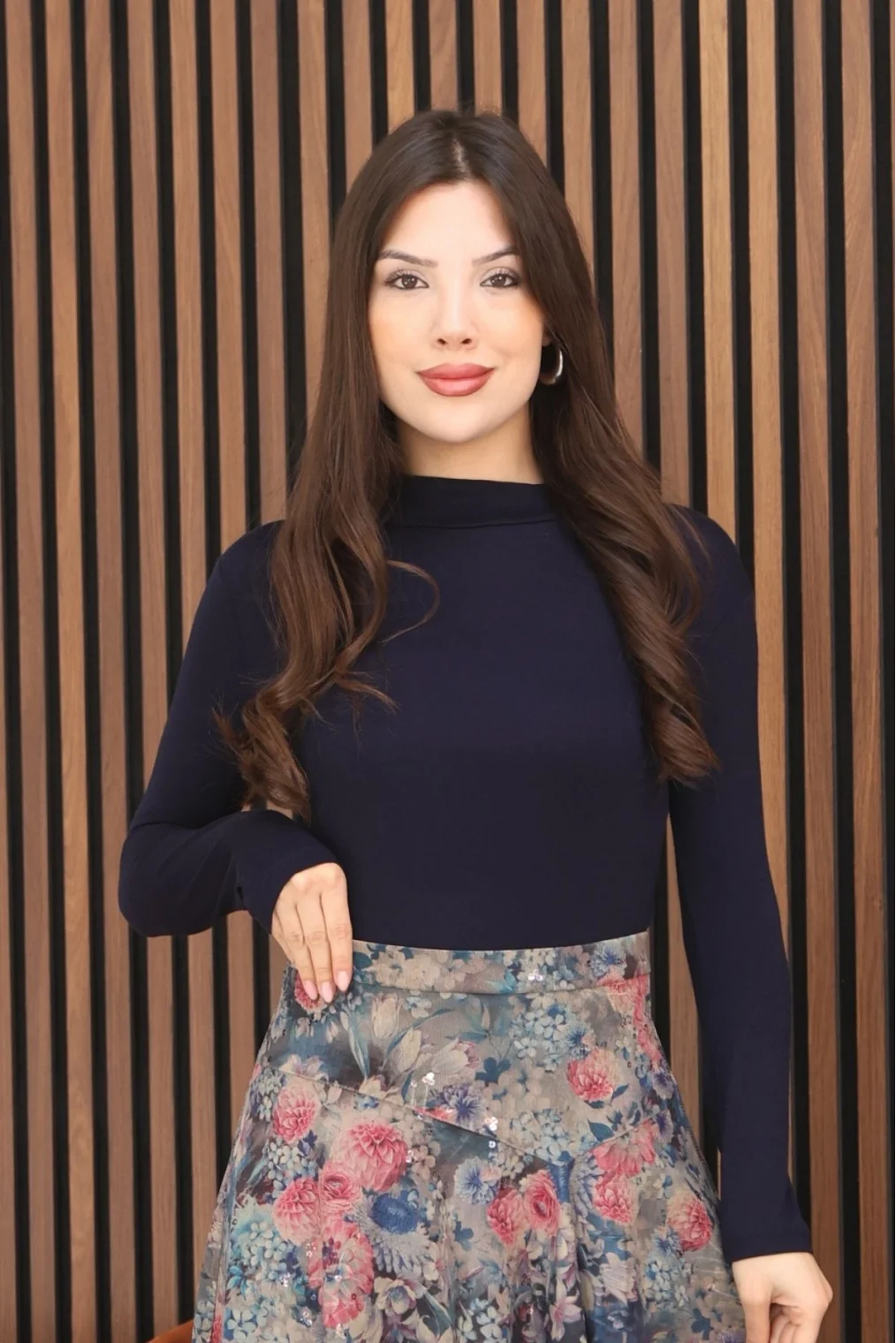 Balıkçı Yaka Likralı Penye Body 5995-Lacivert