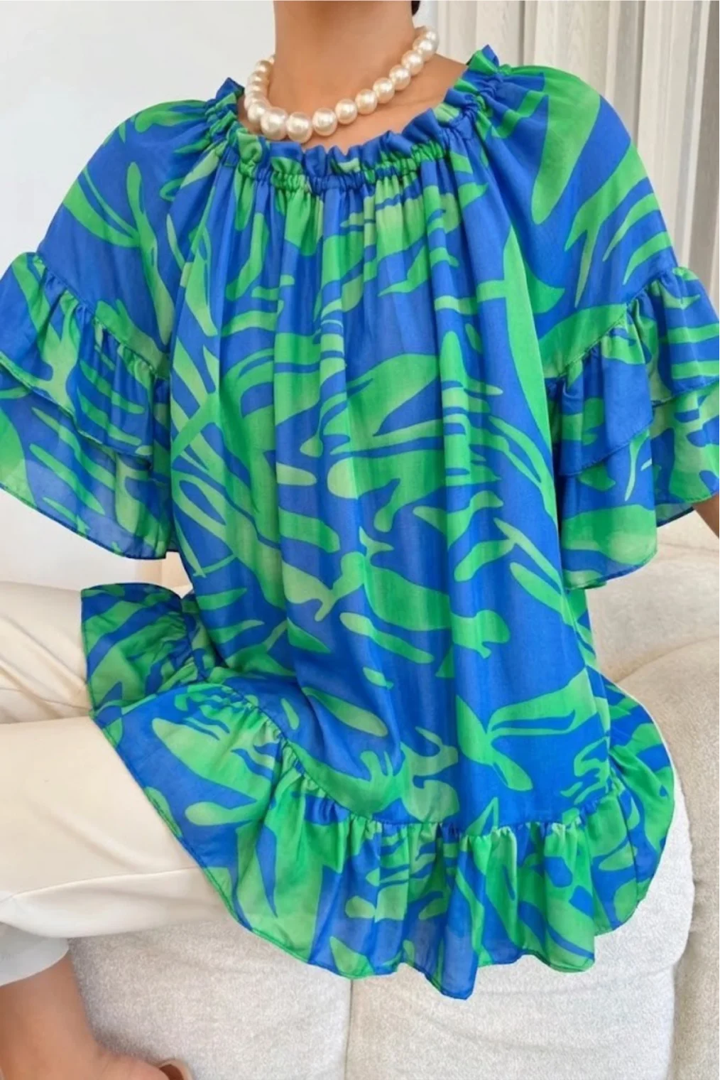 Madonna Yaka Lastikli Viskon Bluz 6020-İndigo