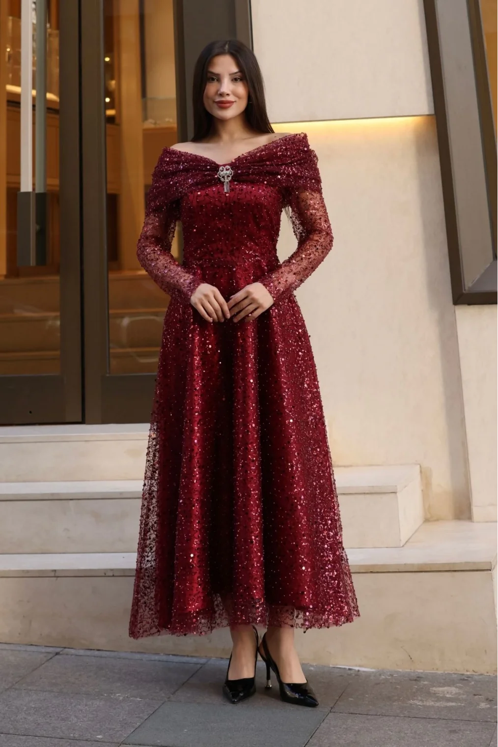 Aşkın Büyüsü Abiye Elbise 6054-Bordo