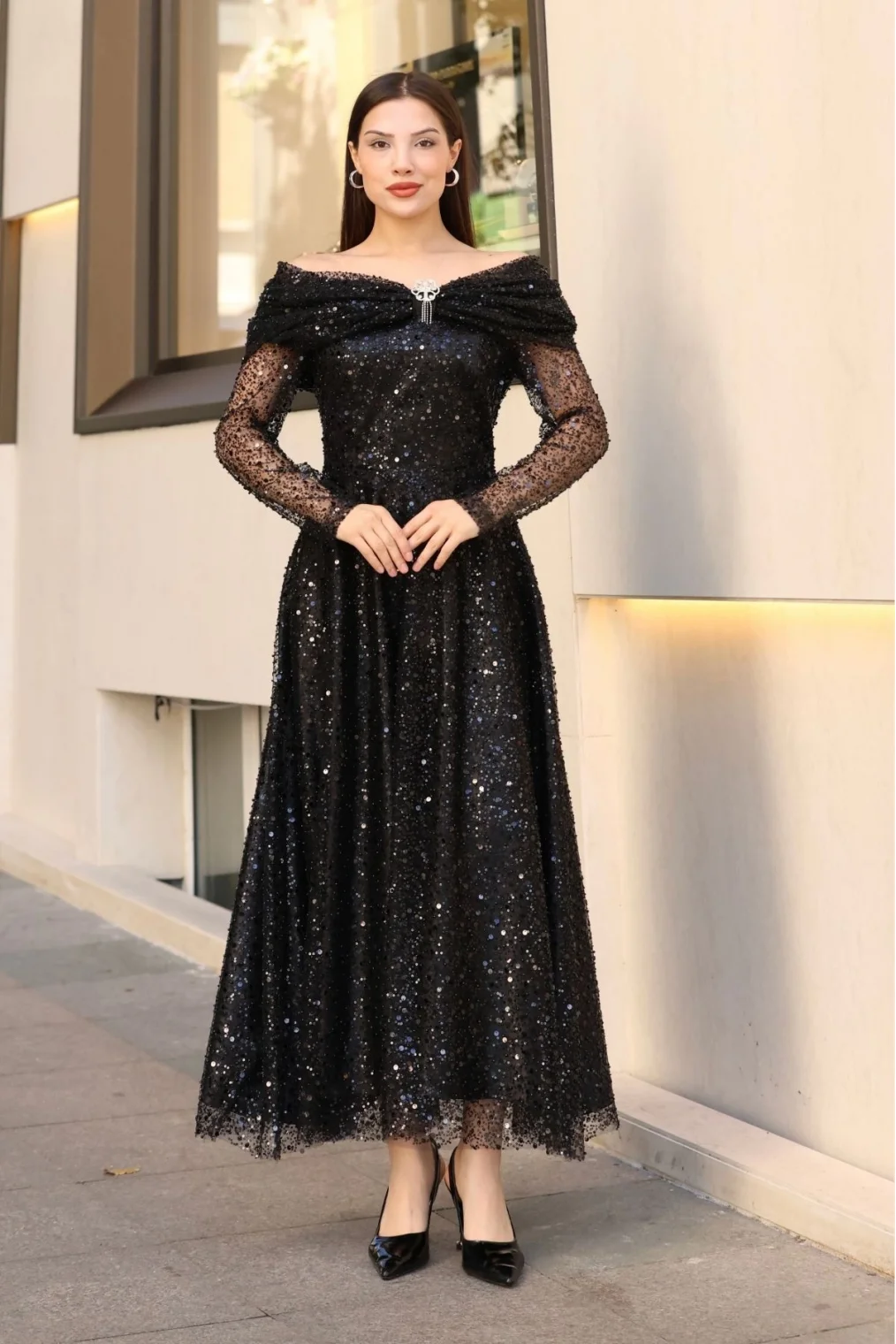 Aşkın Büyüsü Abiye Elbise 6054-Siyah