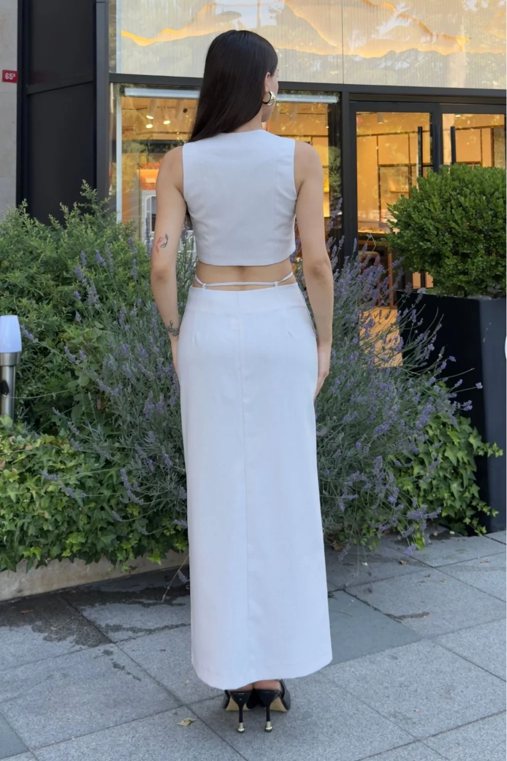 Bağlama Detaylı İkili Takım 46139-Krem