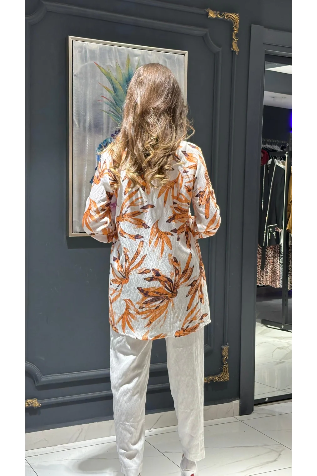 Bağlama ve Broş Detaylı Ayrobin Tunik 108-Turuncu