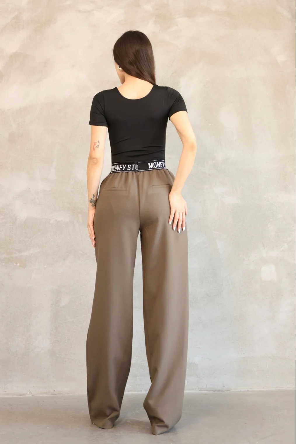 Beli Lastikli Palazzo Pantolon 6138-Haki
