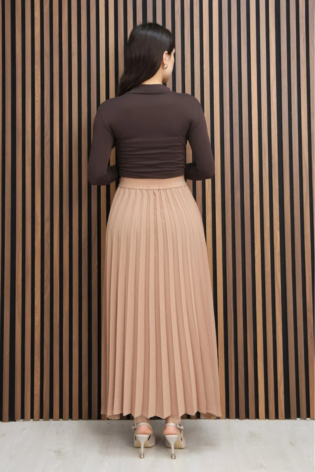 Beli Lastikli Piliseli Etek 6018E-Taba