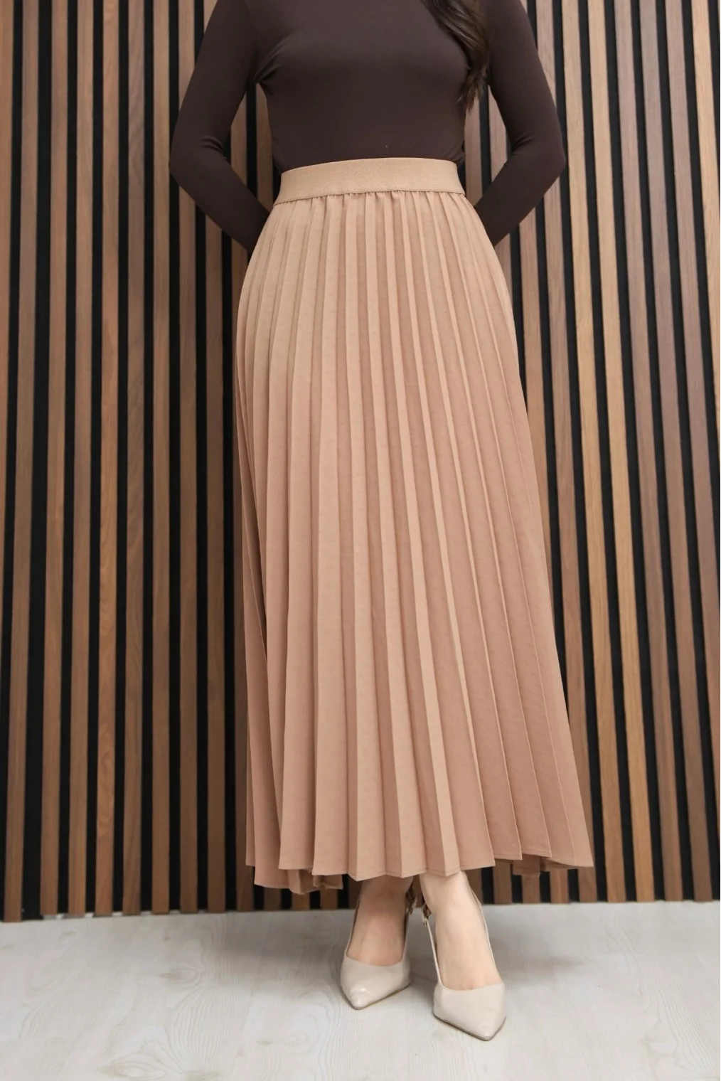 Beli Lastikli Piliseli Etek 6018E-Taba