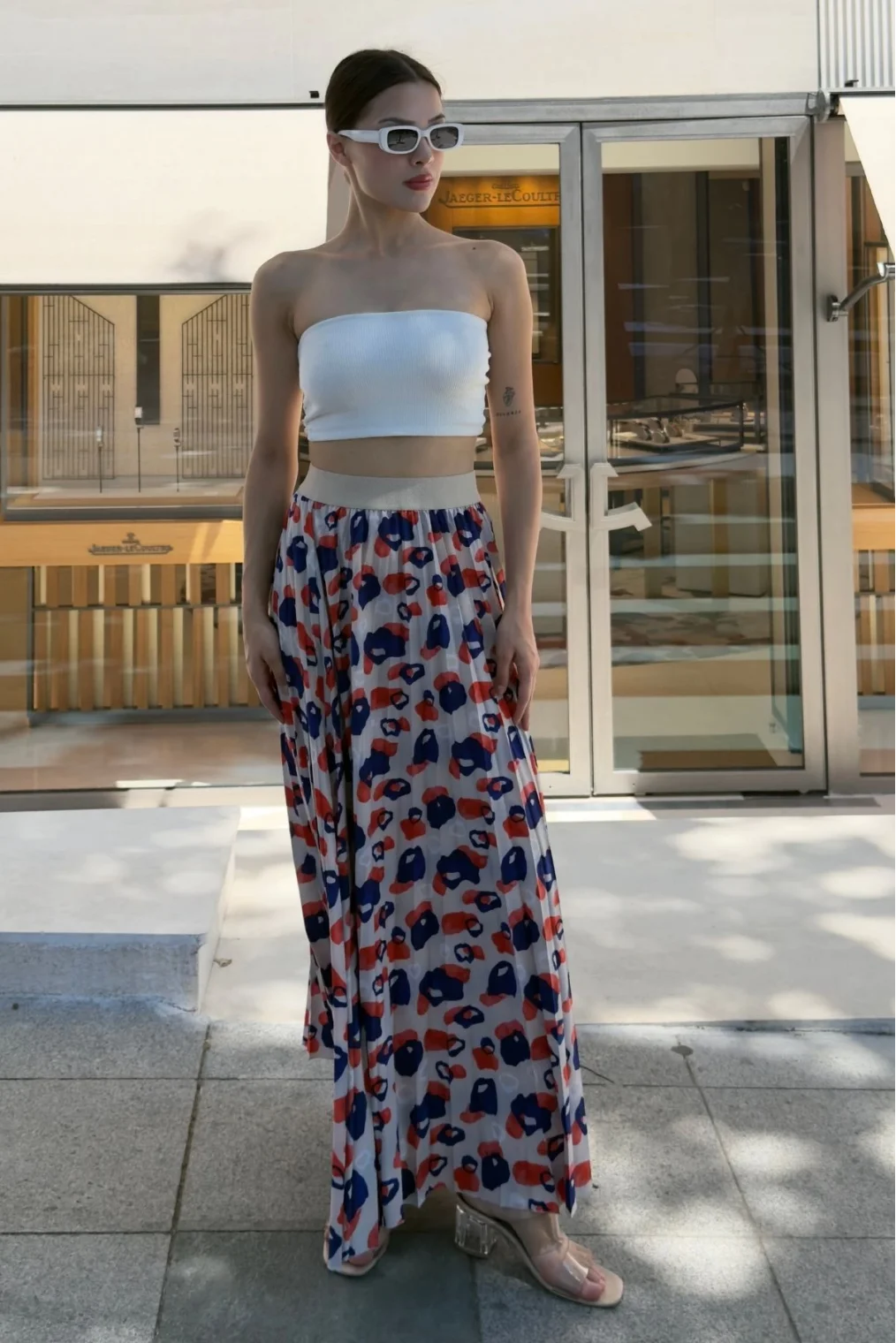 Beli Lastikli Pliseli Etek 6029 Bej/Lacivert