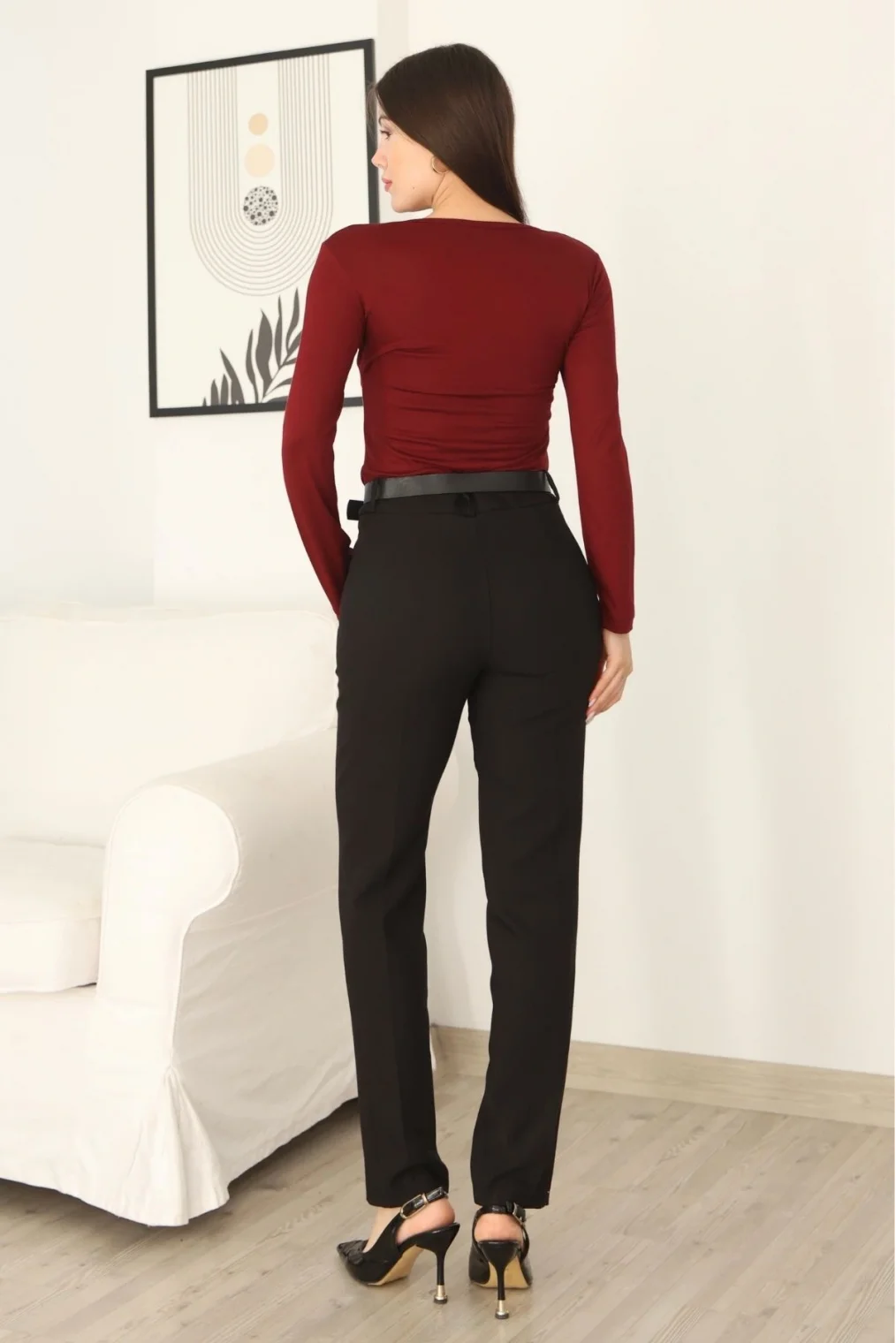 Cep Detaylı Kemerli Pantolon 6210-Siyah