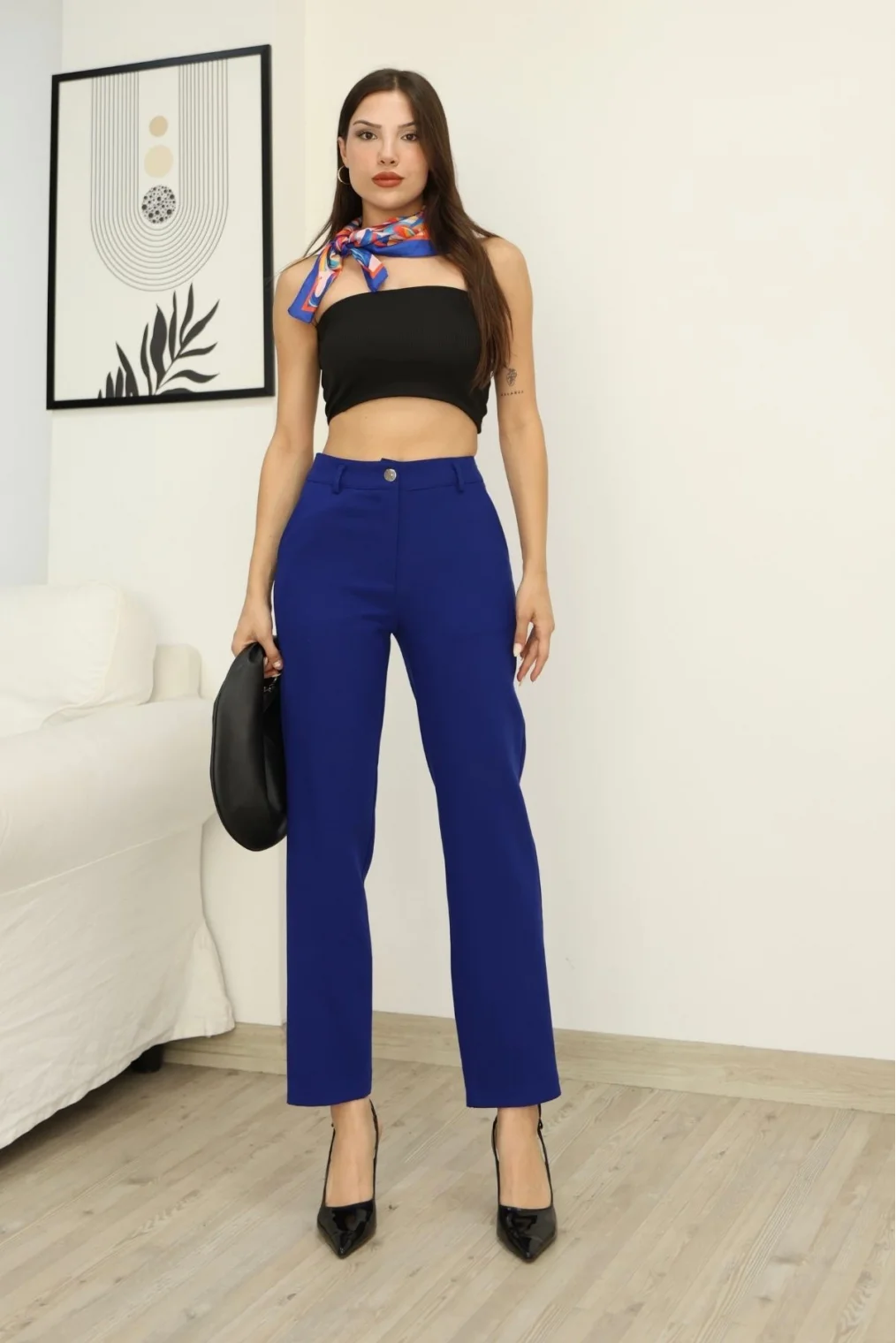 Cep Detaylı Kumaş Pantolon 6154-Lacivert