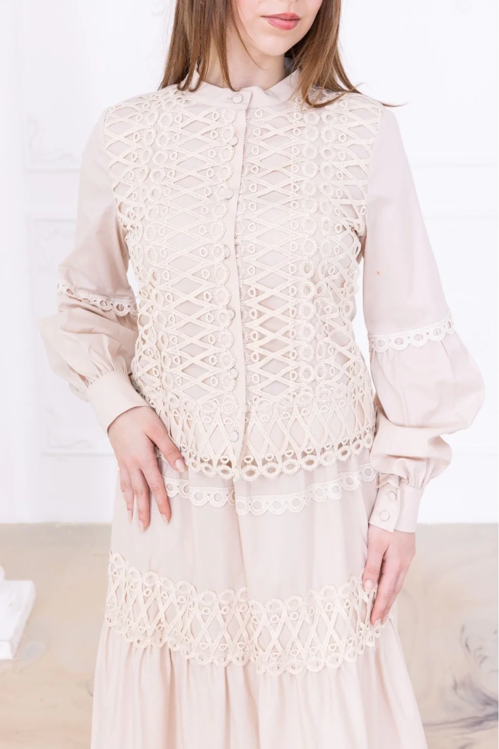 Dantel Detaylı İkili Takım 4712-Bej