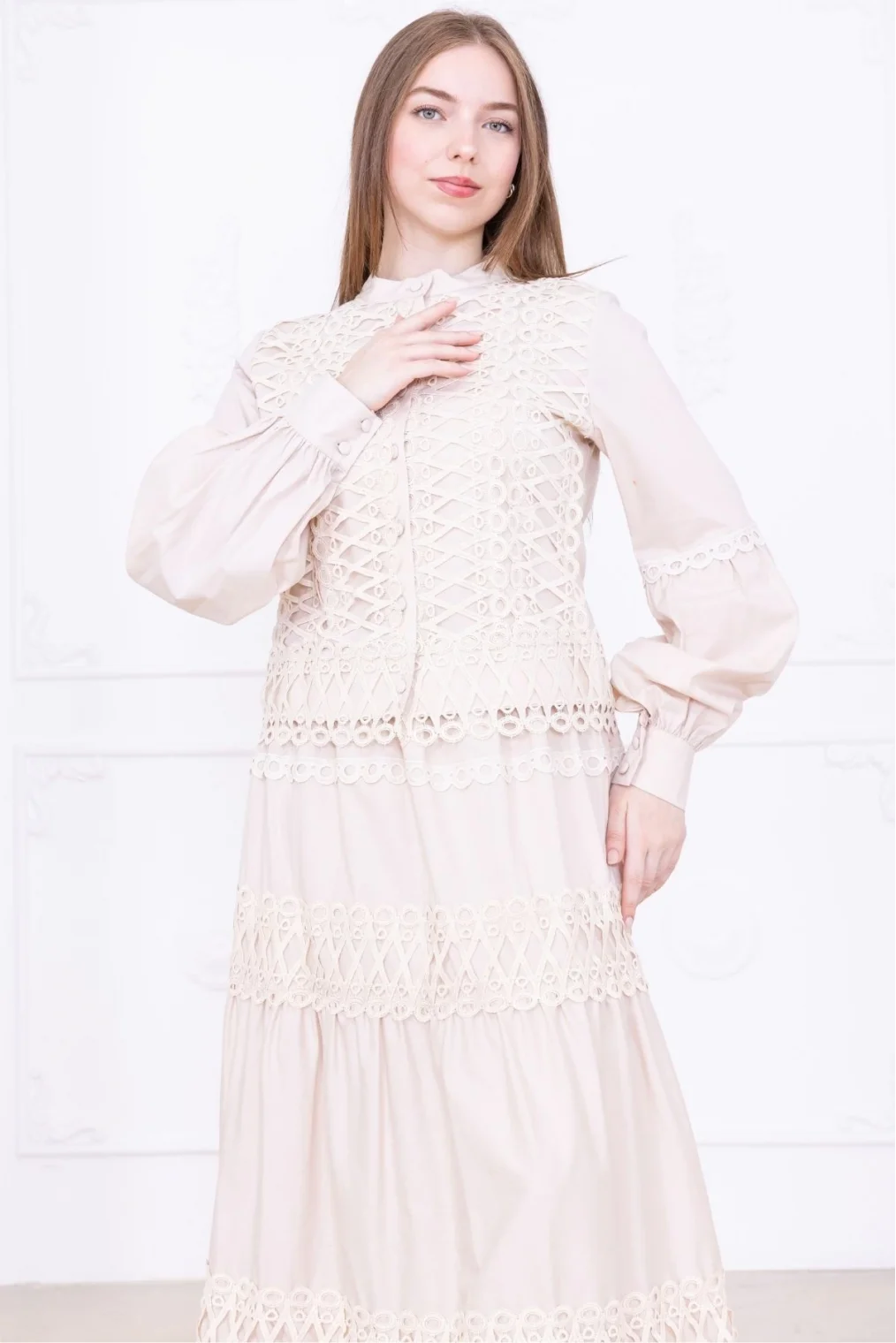 Dantel Detaylı İkili Takım 4712-Bej