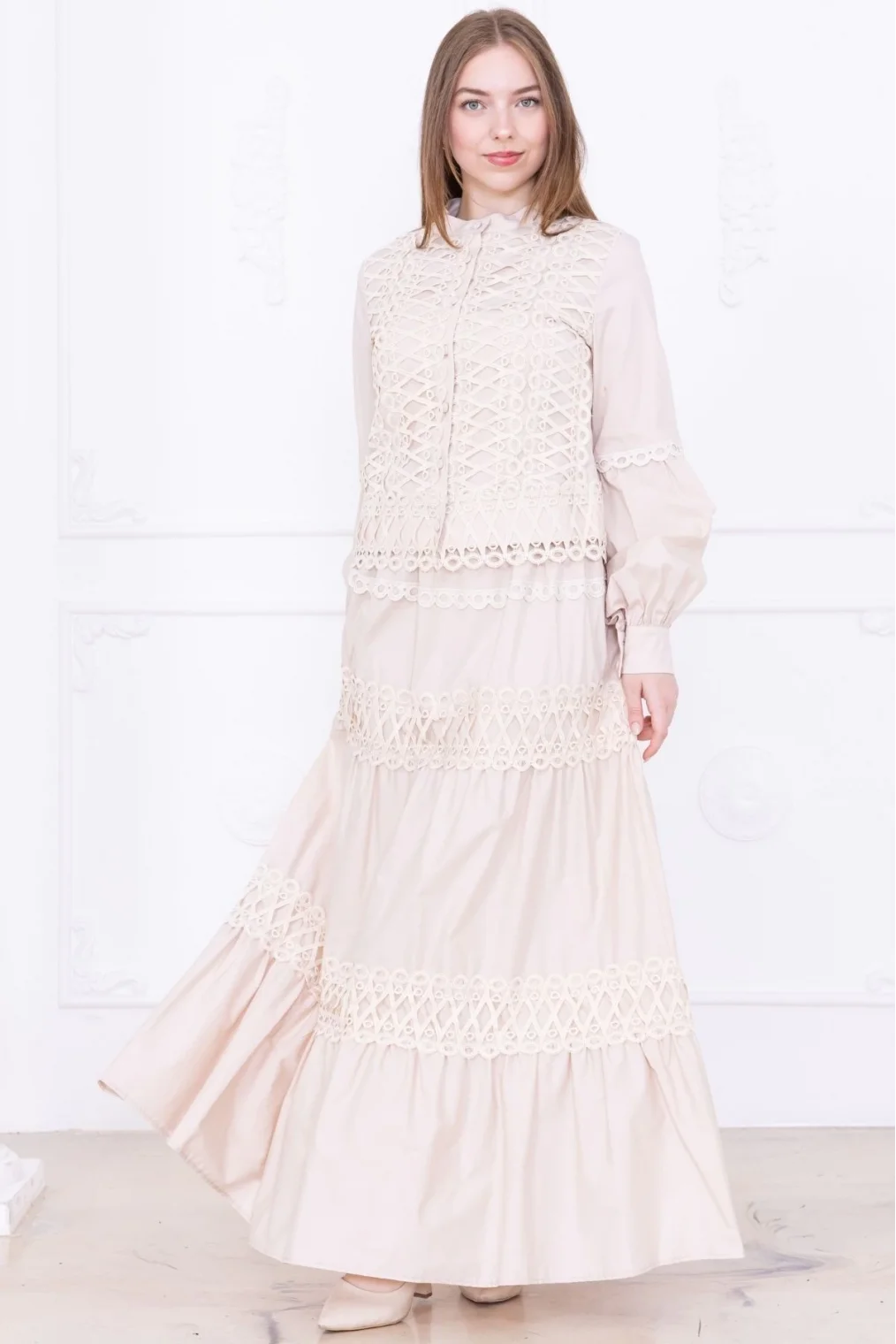 Dantel Detaylı İkili Takım 4712-Bej