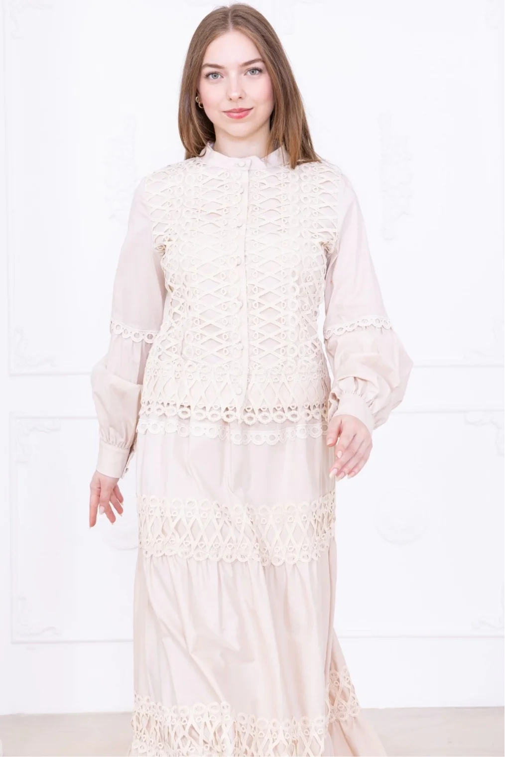 Dantel Detaylı İkili Takım 4712-Bej