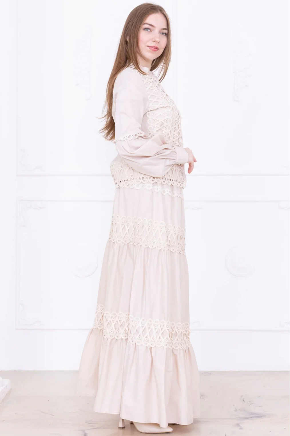 Dantel Detaylı İkili Takım 4712-Bej