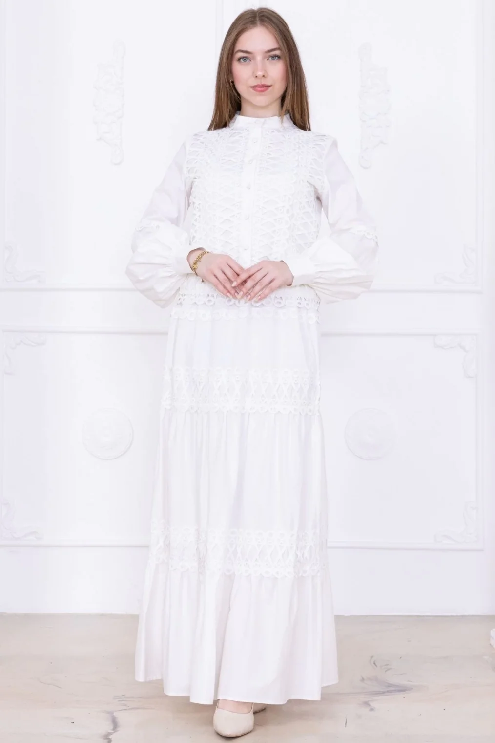 Dantel Detaylı İkili Takım 4712-Beyaz