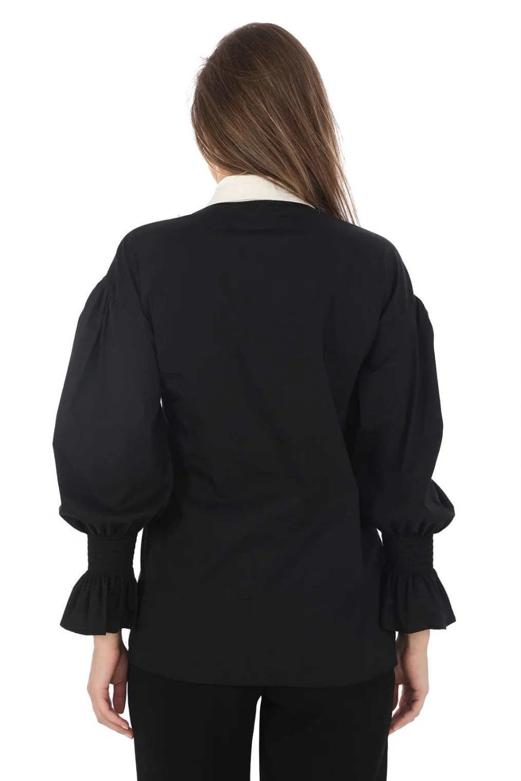 İnci Kolye İşlemeli Bluz 4704-Siyah