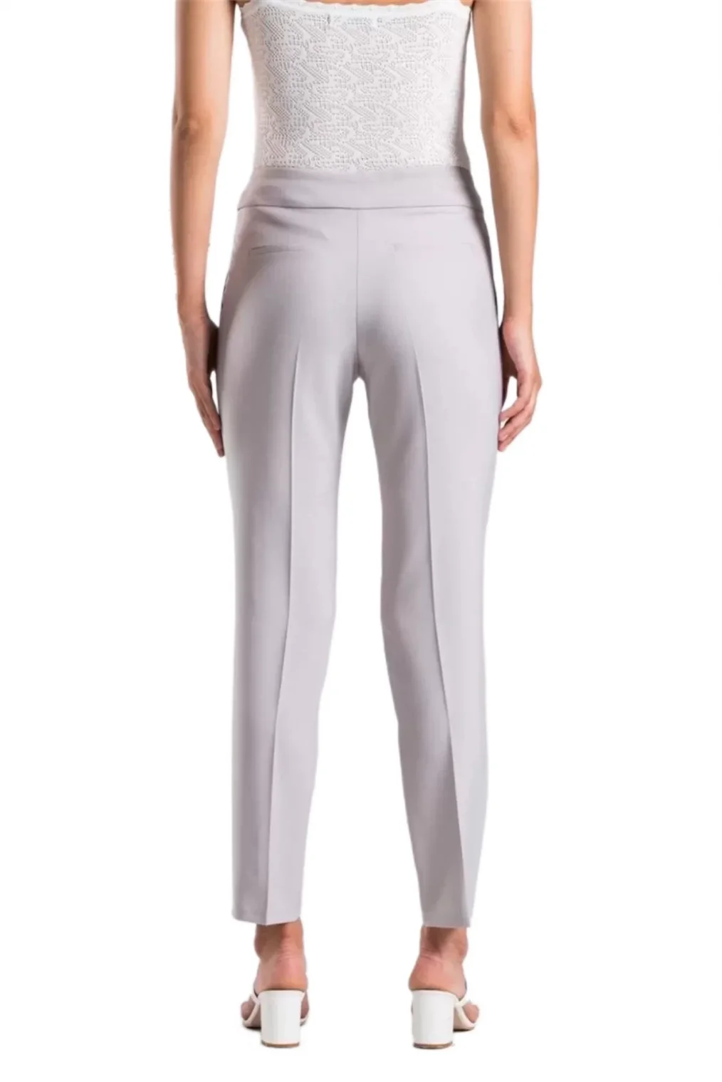 Kadın Kumaş Pantolon Cep Detaylı Bilek Boy 1712-GRİ