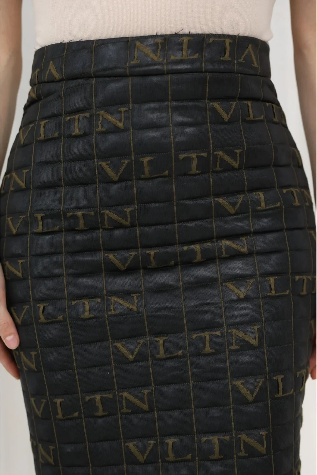 Kapitone Midi Kalem Etek 6075-Kahverengi