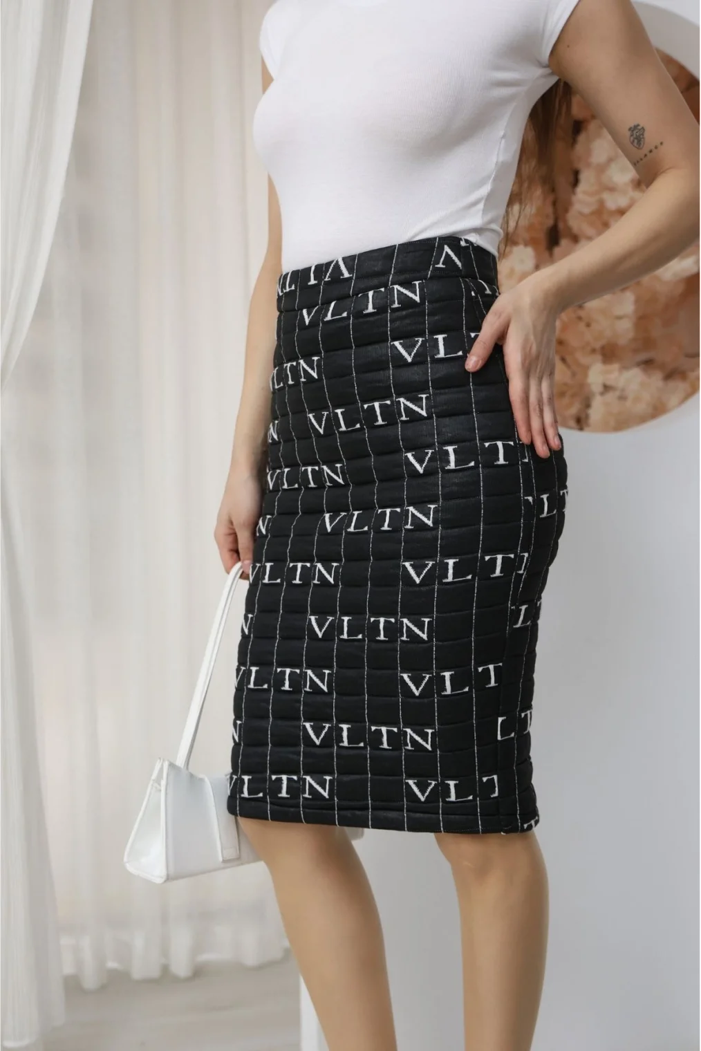 Kapitone Midi Kalem Etek 6075-Siyah