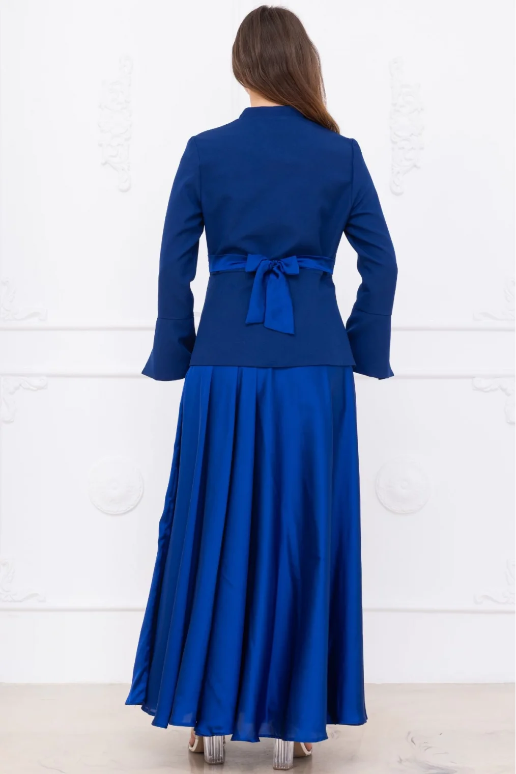 Kare Yaka İşlemeli İkili Takım 4718-Saks