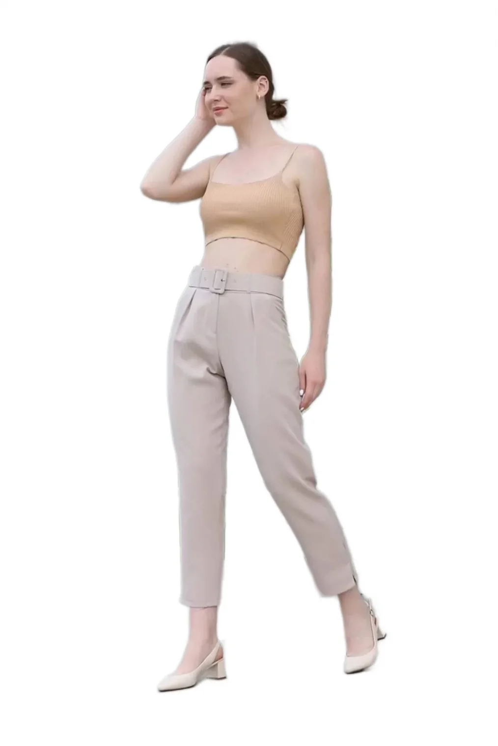 Kemer Ve Pile Detaylı Kumaş Pantolon 1754 Vizon