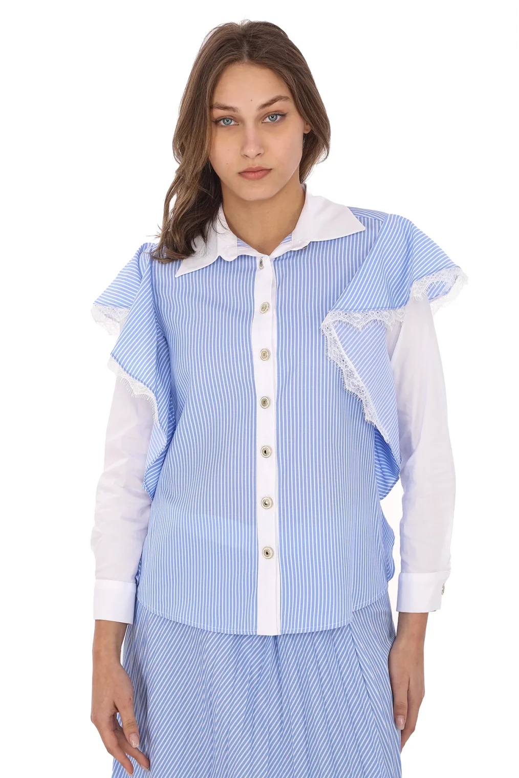 Kol Volanlı Etekli Takım 4709-Mavi