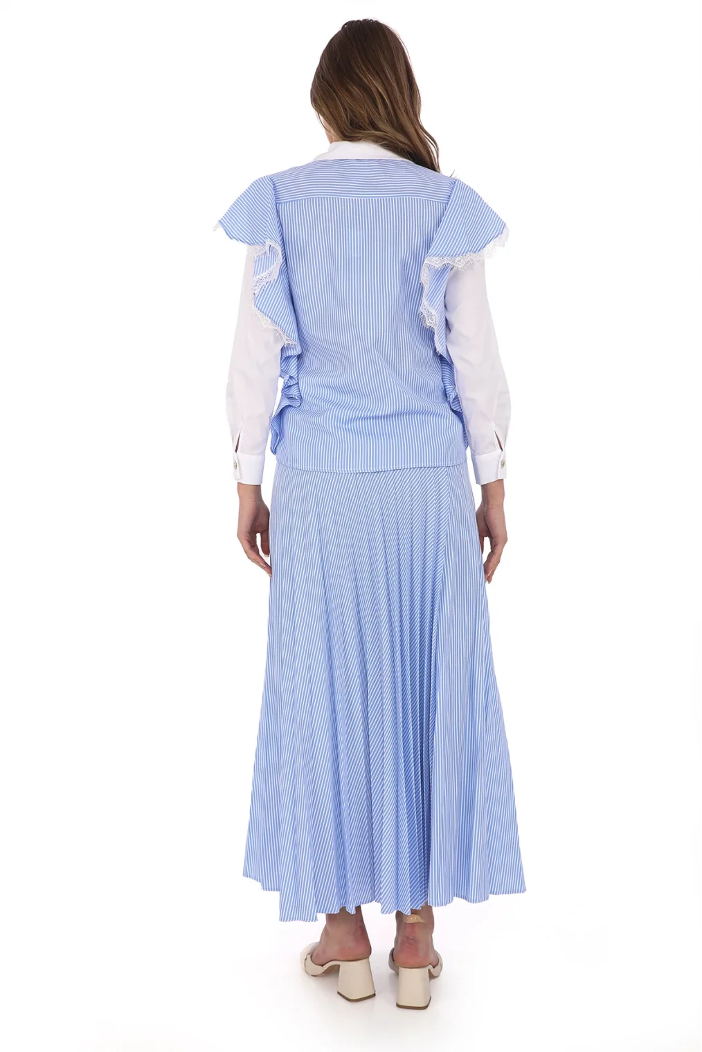 Kol Volanlı Etekli Takım 4709-Mavi