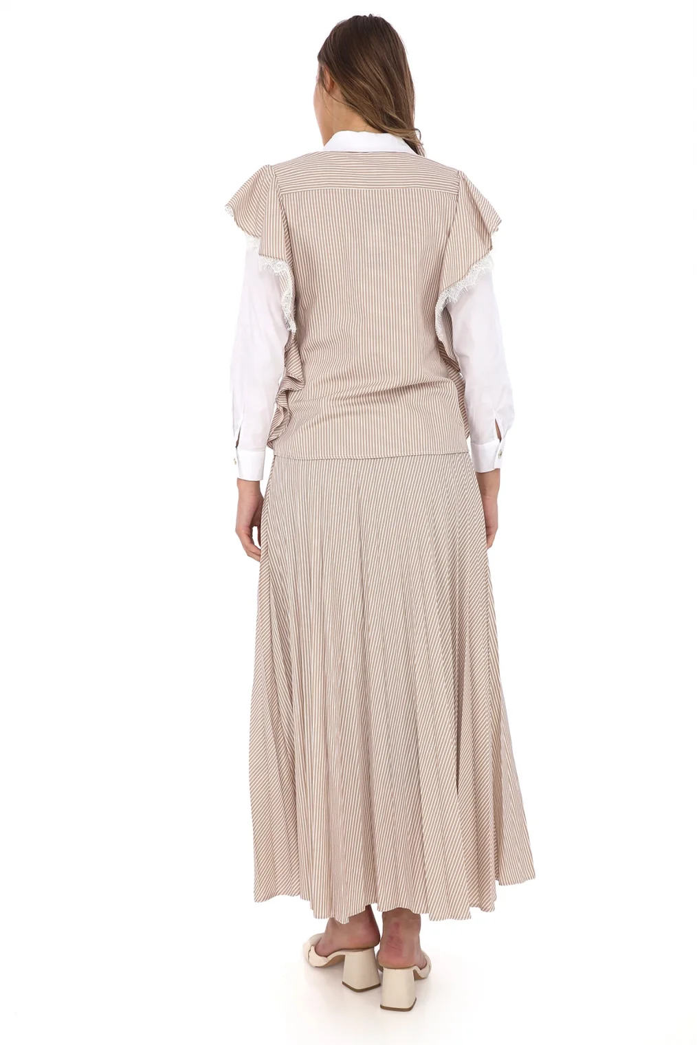 Kol Volanlı Etekli Takım 4709-Vizon