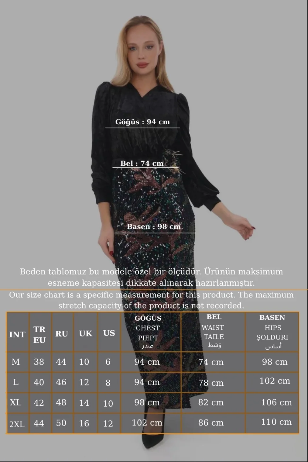 Kruvaze Yaka Payetli Kadife Elbise 2750-Siyah/Bordo