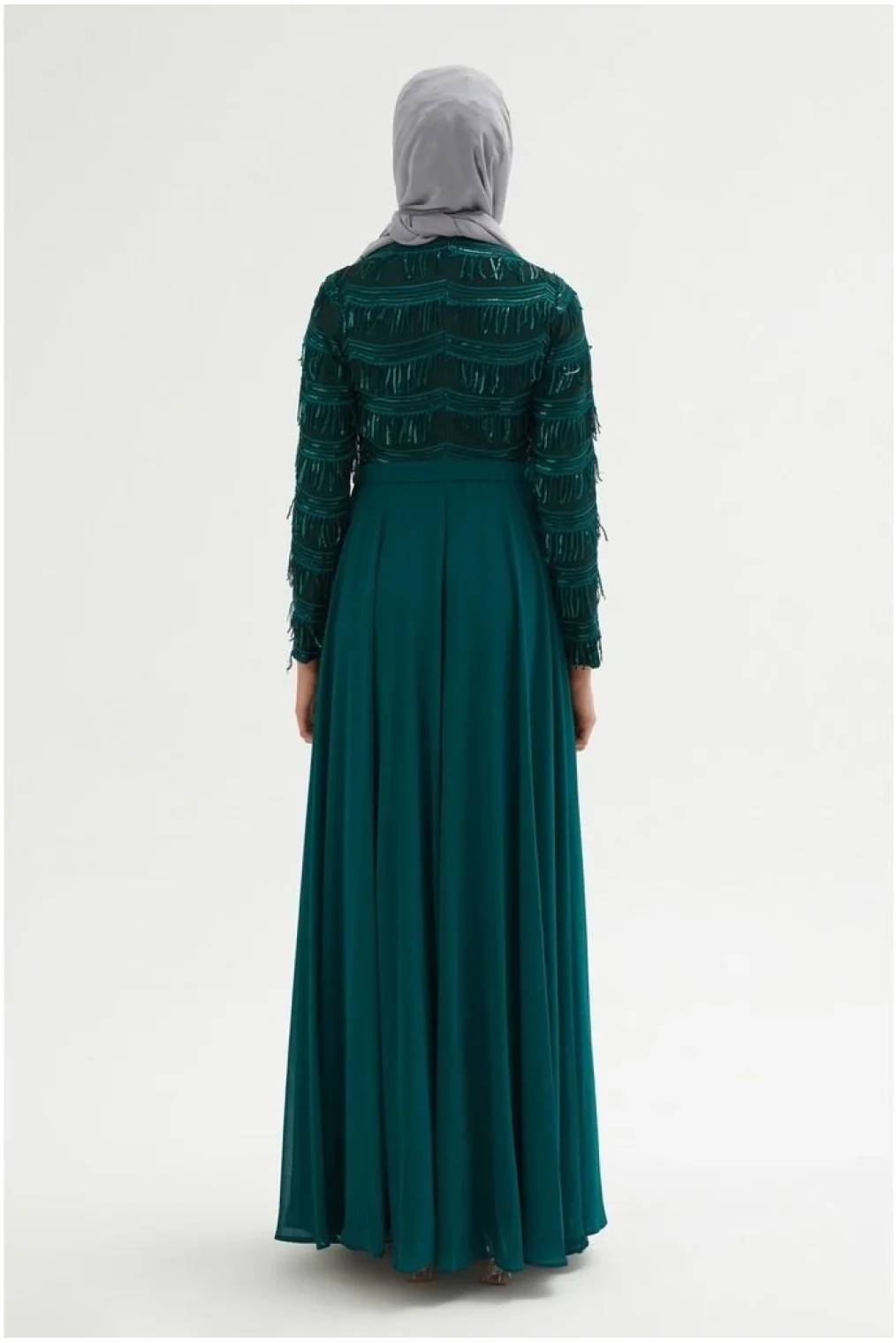 Payetli Abiye Elbise 718-Yeşil