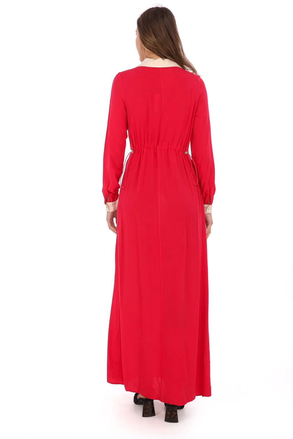 Yandan Bağlamalı Viskon Elbise 2216-Fuşya