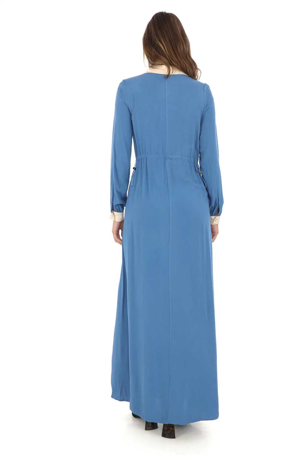 Yandan Bağlamalı Viskon Elbise 2216-İndigo