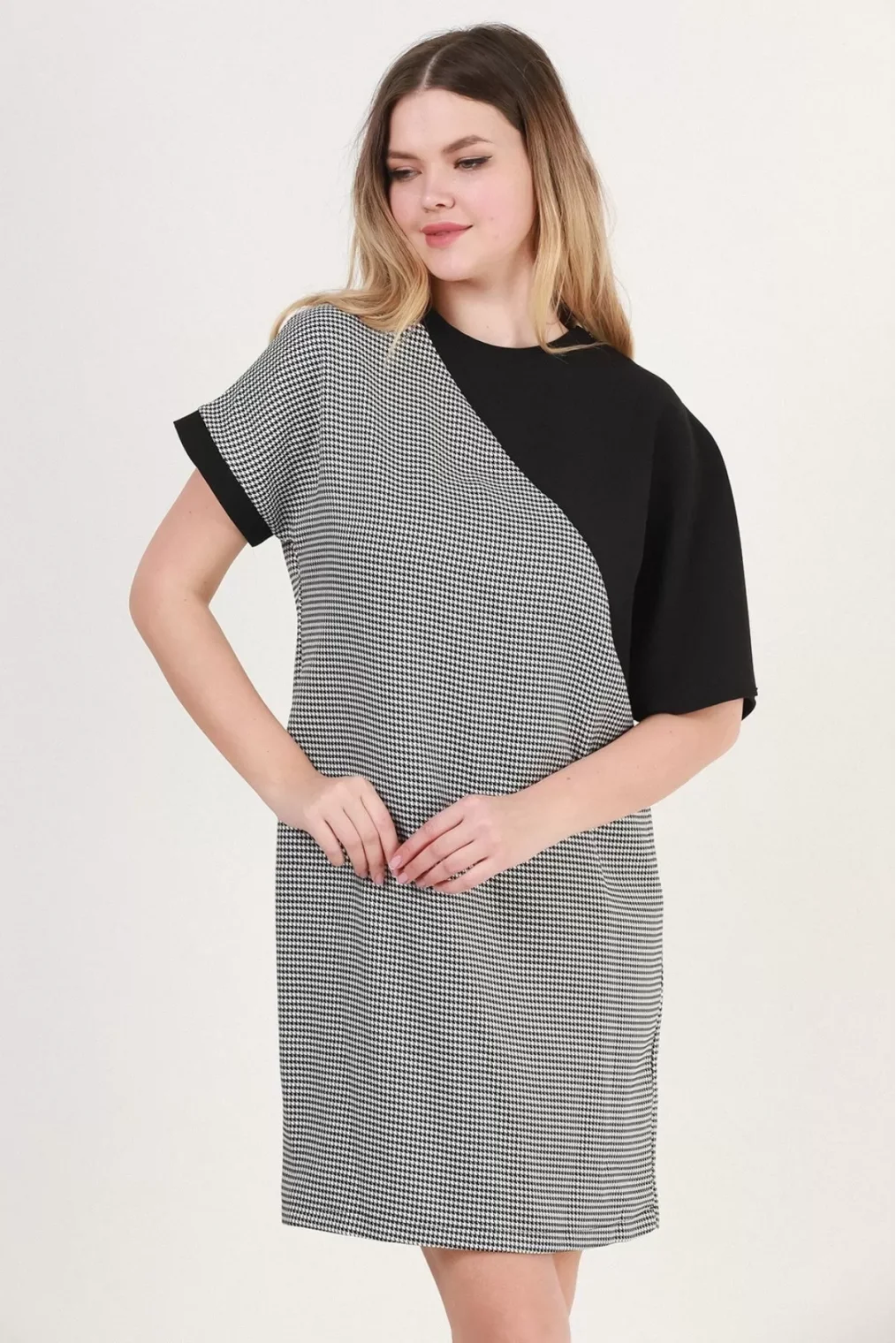 Yarasa Kol Büyük Beden Elbise 1788-Siyah