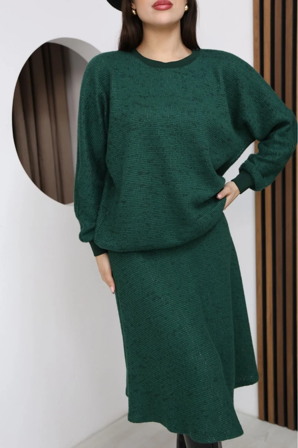 Yarasa Kol Triko Takım 6072-Yeşil