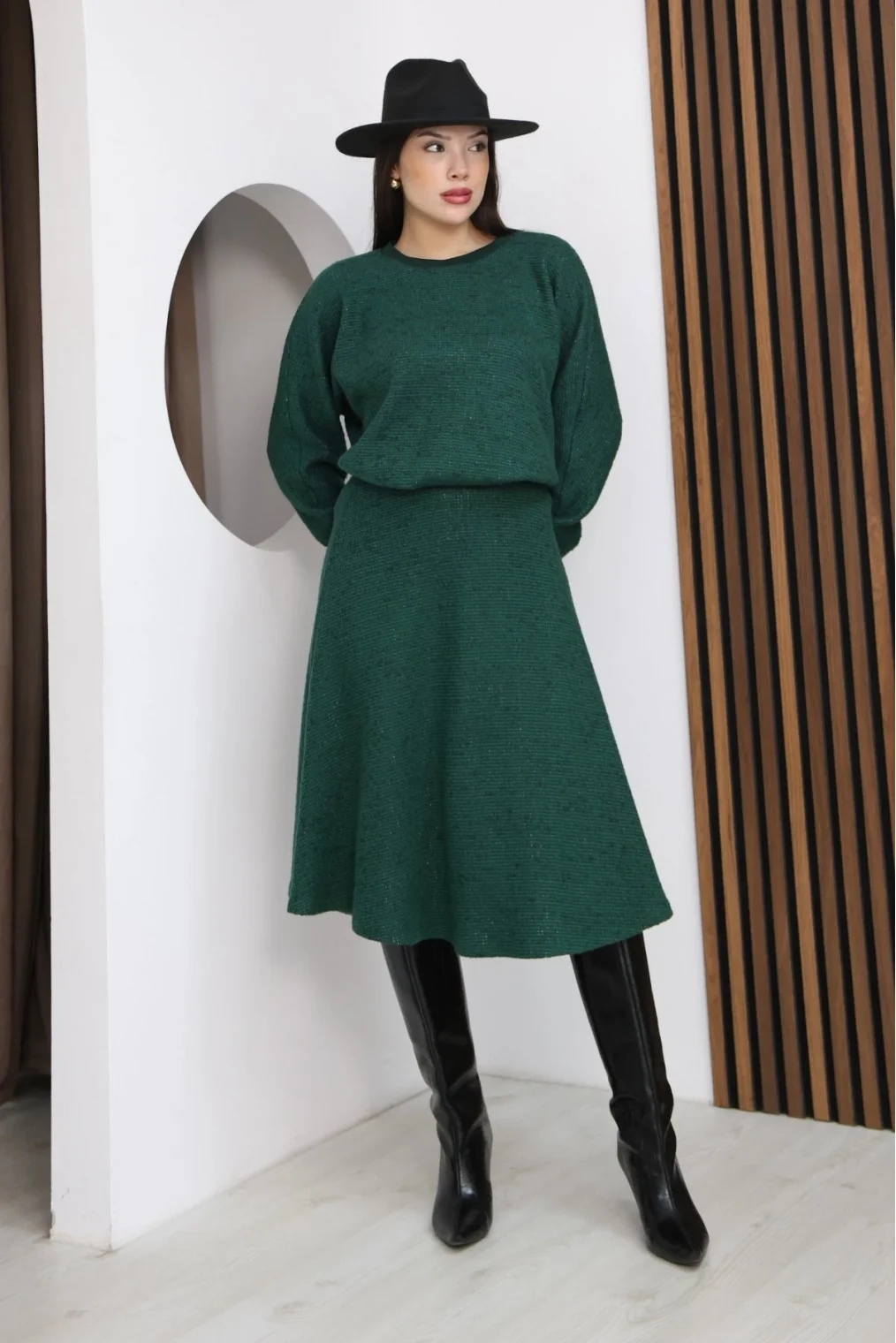 Yarasa Kol Triko Takım 6072-Yeşil