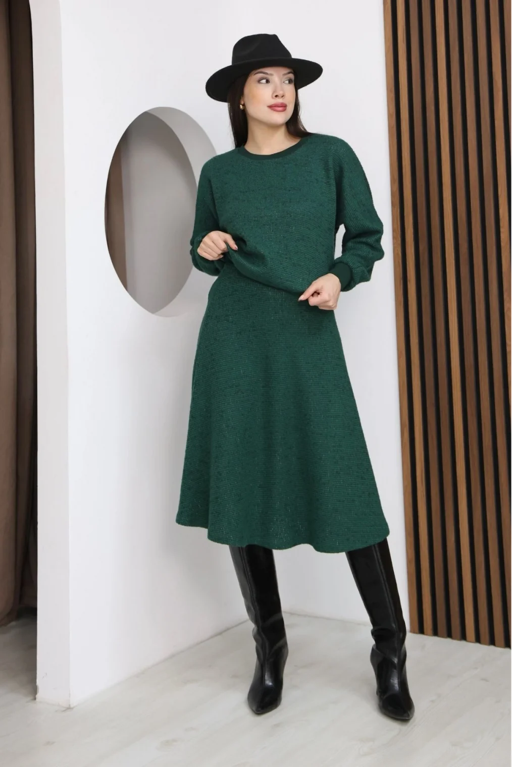 Yarasa Kol Triko Takım 6072-Yeşil