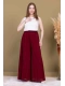 Beli Lastikli Pliseli Şifon Pantolon 6030-Bordo
