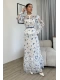 Çiçek Desenli Bluz ve Etek İkili Takım 4707-Beyaz/Mavi
