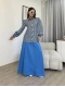 Desenli Gömlek Etek İkili Takım 4701-Mavi