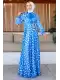 Çiçek Aksesuar Detaylı Tesettür Elbise 804-Mavi