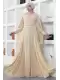 Kol Pelerin Detaylı Tesettür Abiye Elbise 758-Bej