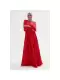 Göğüs Detaylı Saten Elbise 696-Kırmızı