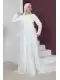 Bel Detaylı Tesettür Abiye Elbise 660-Beyaz
